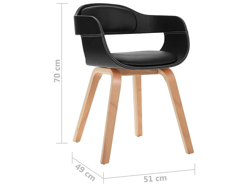 Chaise de salle à manger Noir Bois courbé et similicuir 2