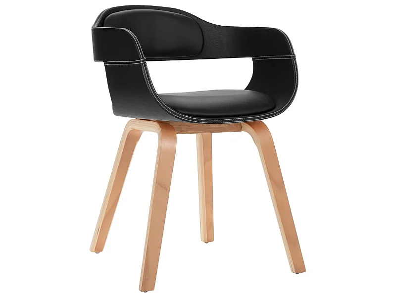 Chaise de salle à manger Noir Bois courbé et similicuir 2