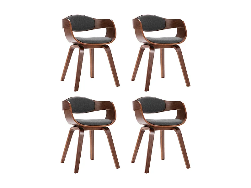 Chaises de salle à manger 4 pcs Bois courbé et tissu