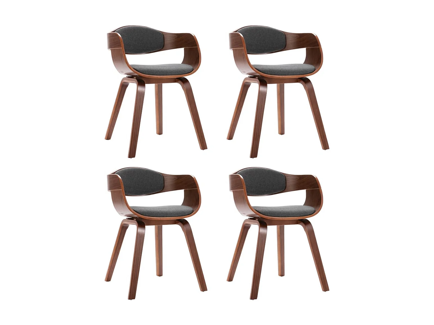 Chaises de salle à manger 4 pcs Bois courbé et tissu
