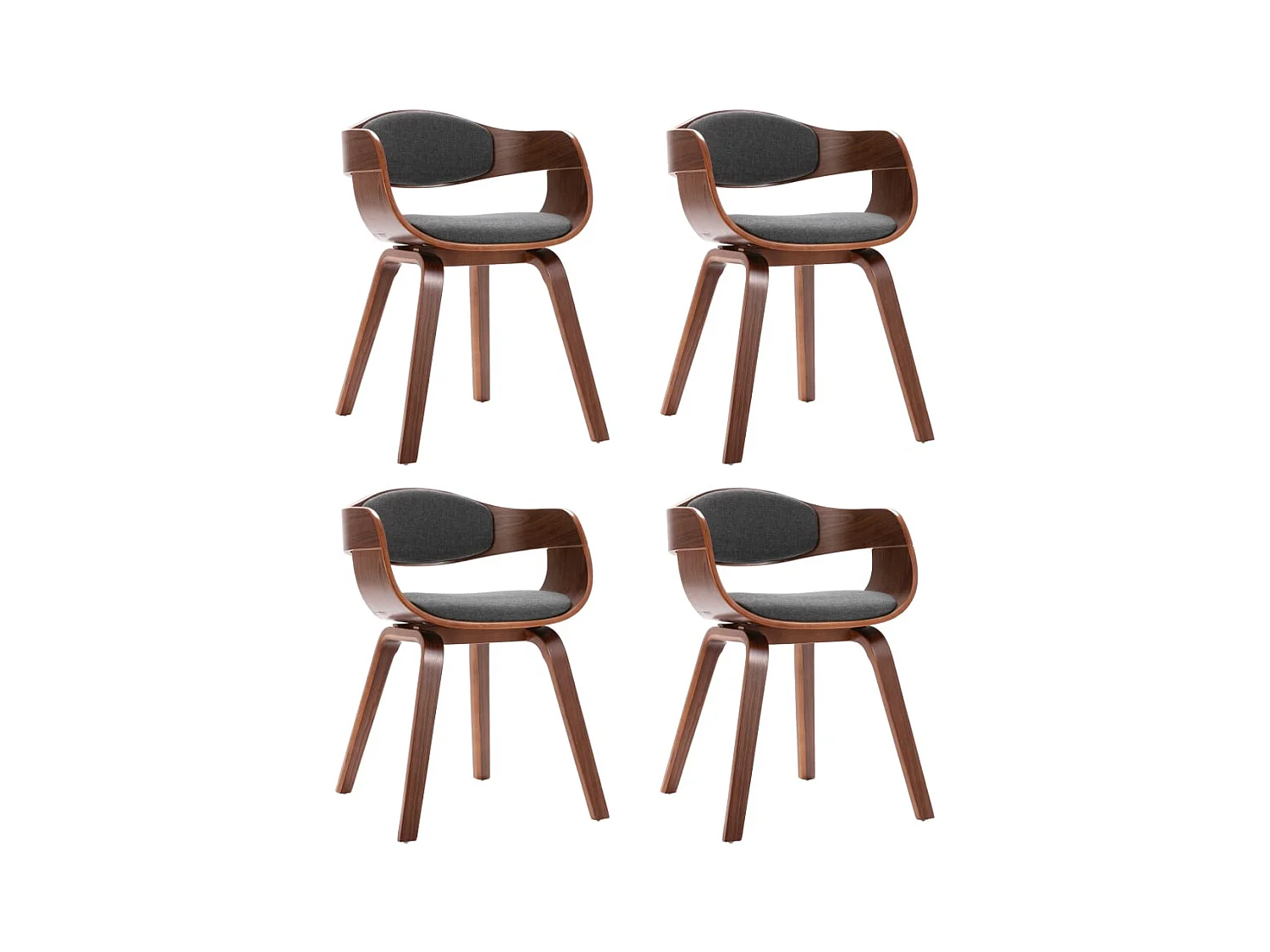 Chaises de salle à manger 4 pcs Bois courbé et tissu