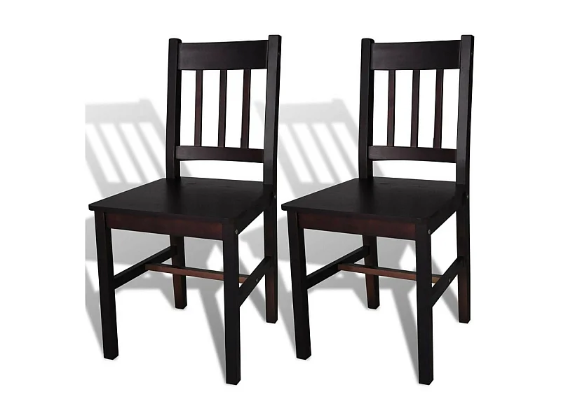 Chaise en bois de pin marron vernis Dina - Lot de 2