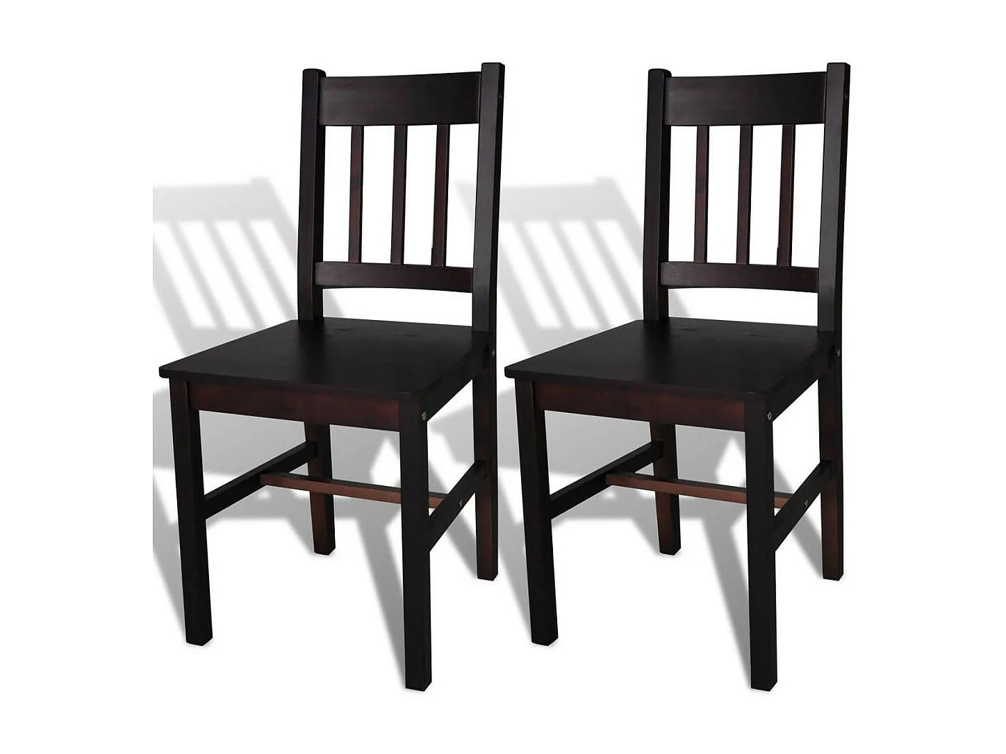 Chaise en bois de pin marron vernis Dina - Lot de 2