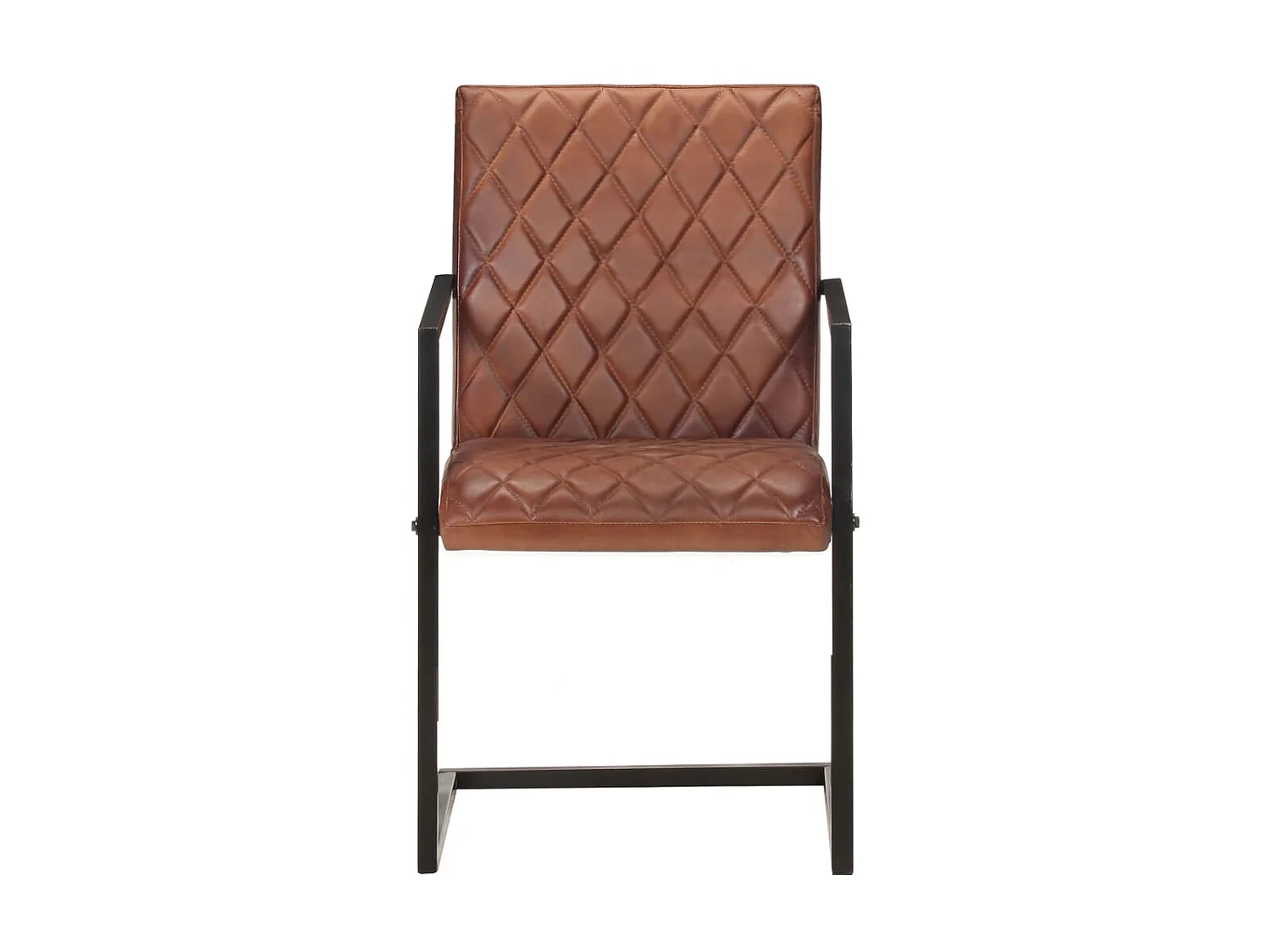 Chaises de salle à manger cantilever 4pcs Marron Cuir véritable