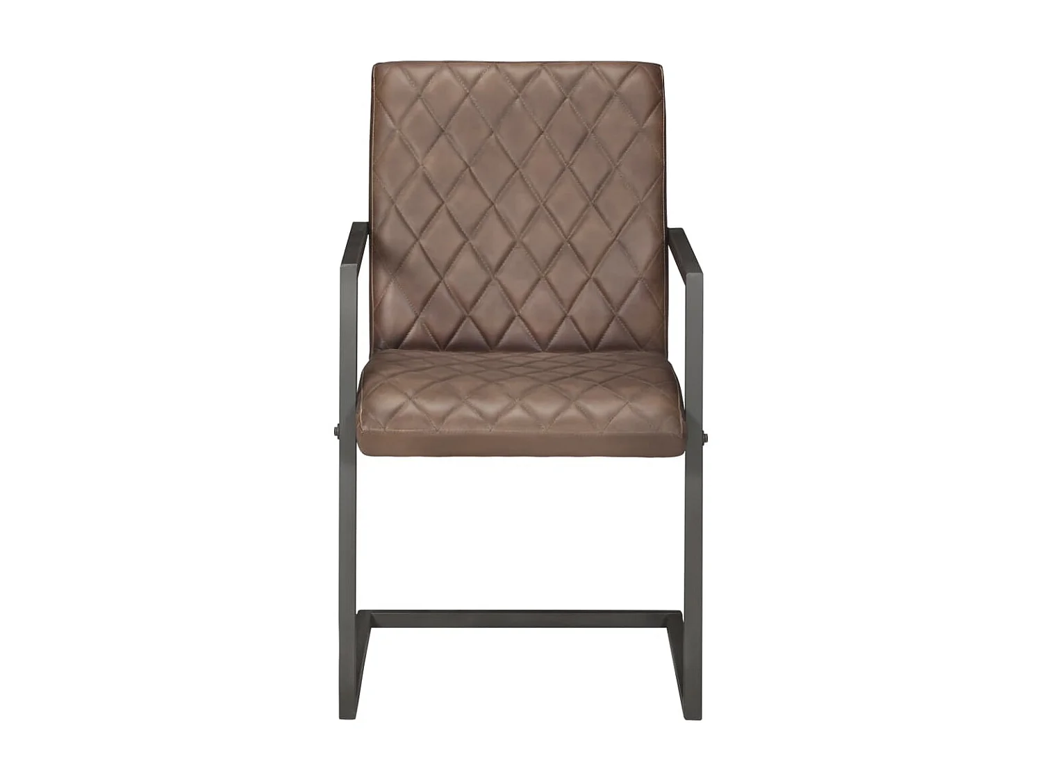 Chaises de salle à manger cantilever 2pcs Marron Cuir véritable 6