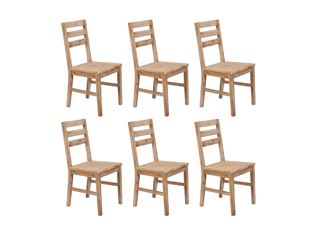 Chaise de cuisine bois massif naturel Koffia - Lot de 6