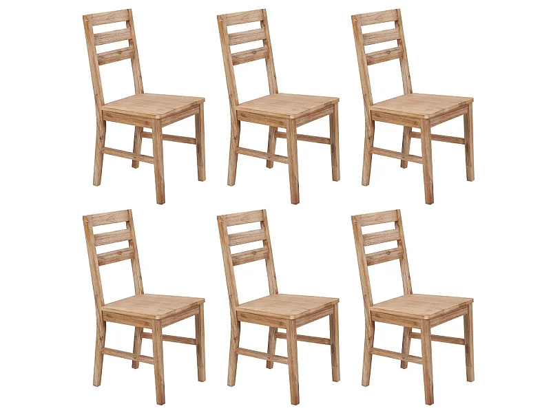 Chaise de cuisine bois massif naturel Koffia - Lot de 6