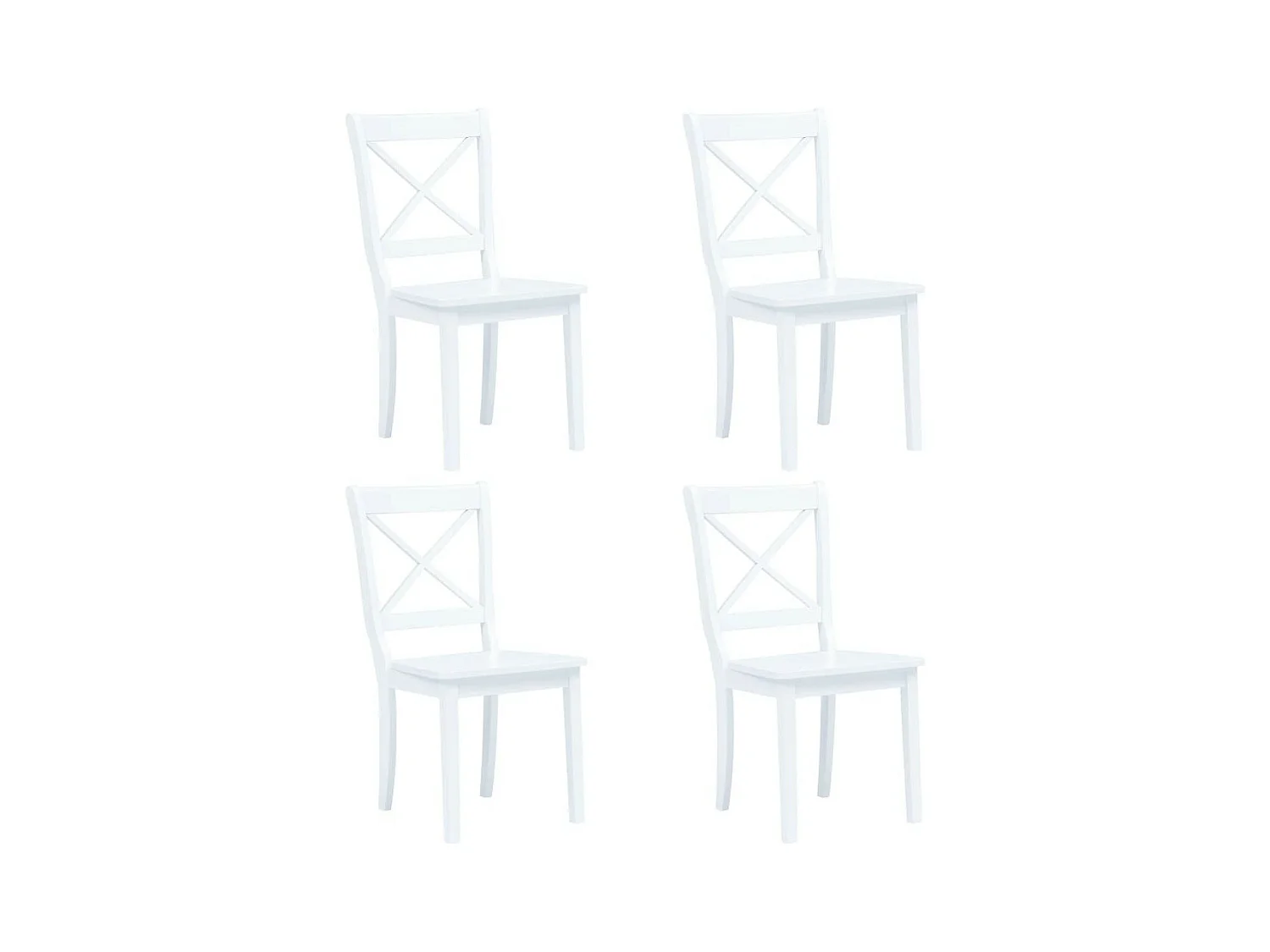 Chaise bois blanc hévéa massif Aero - Lot de 4