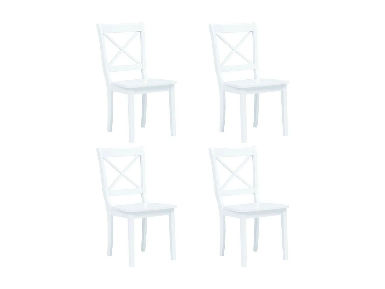 Chaise bois blanc hévéa massif Aero - Lot de 4