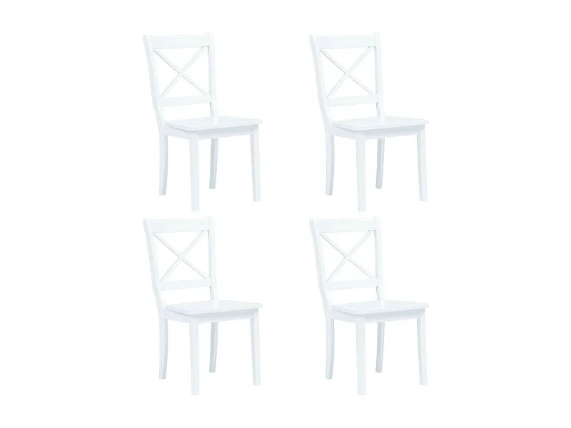 Chaise bois blanc hévéa massif Aero - Lot de 4