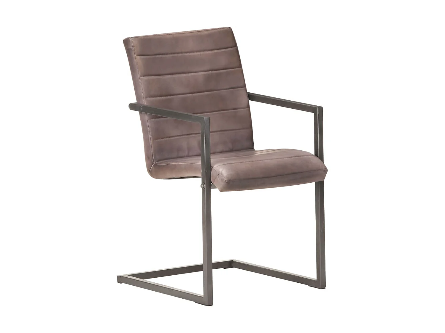 Chaises de salle à manger cantilever 6pcs Marron Cuir véritable 2