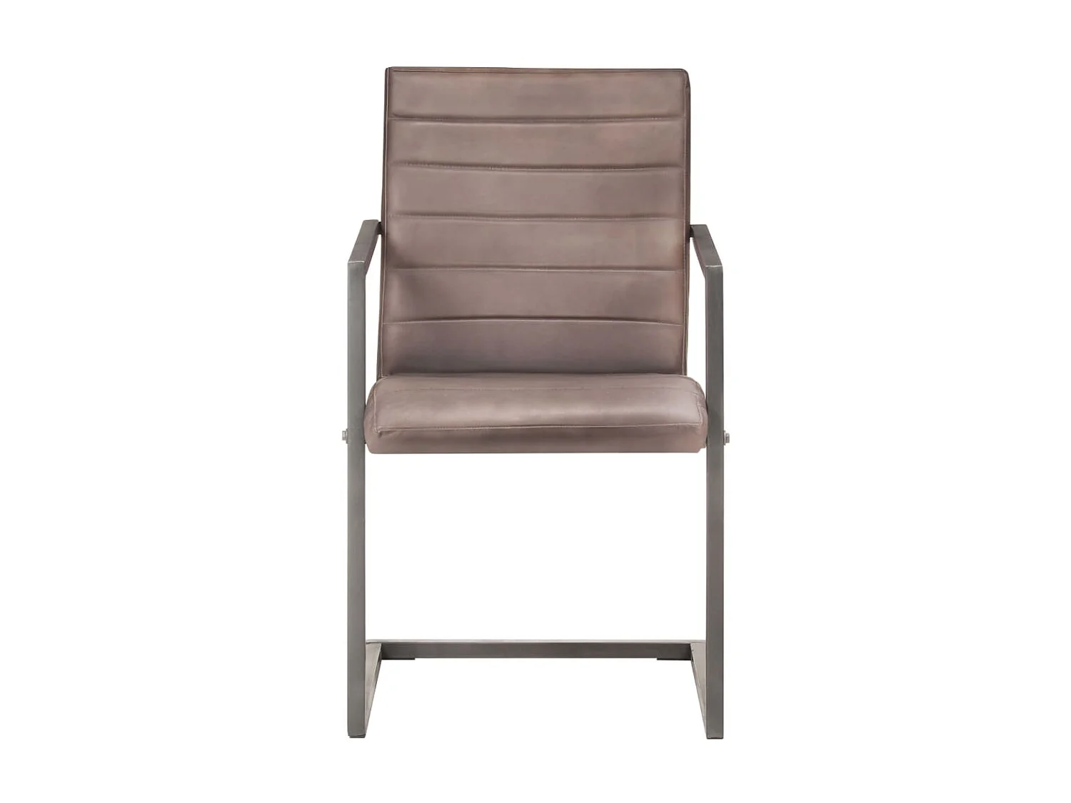Chaises de salle à manger cantilever 6pcs Marron Cuir véritable 2