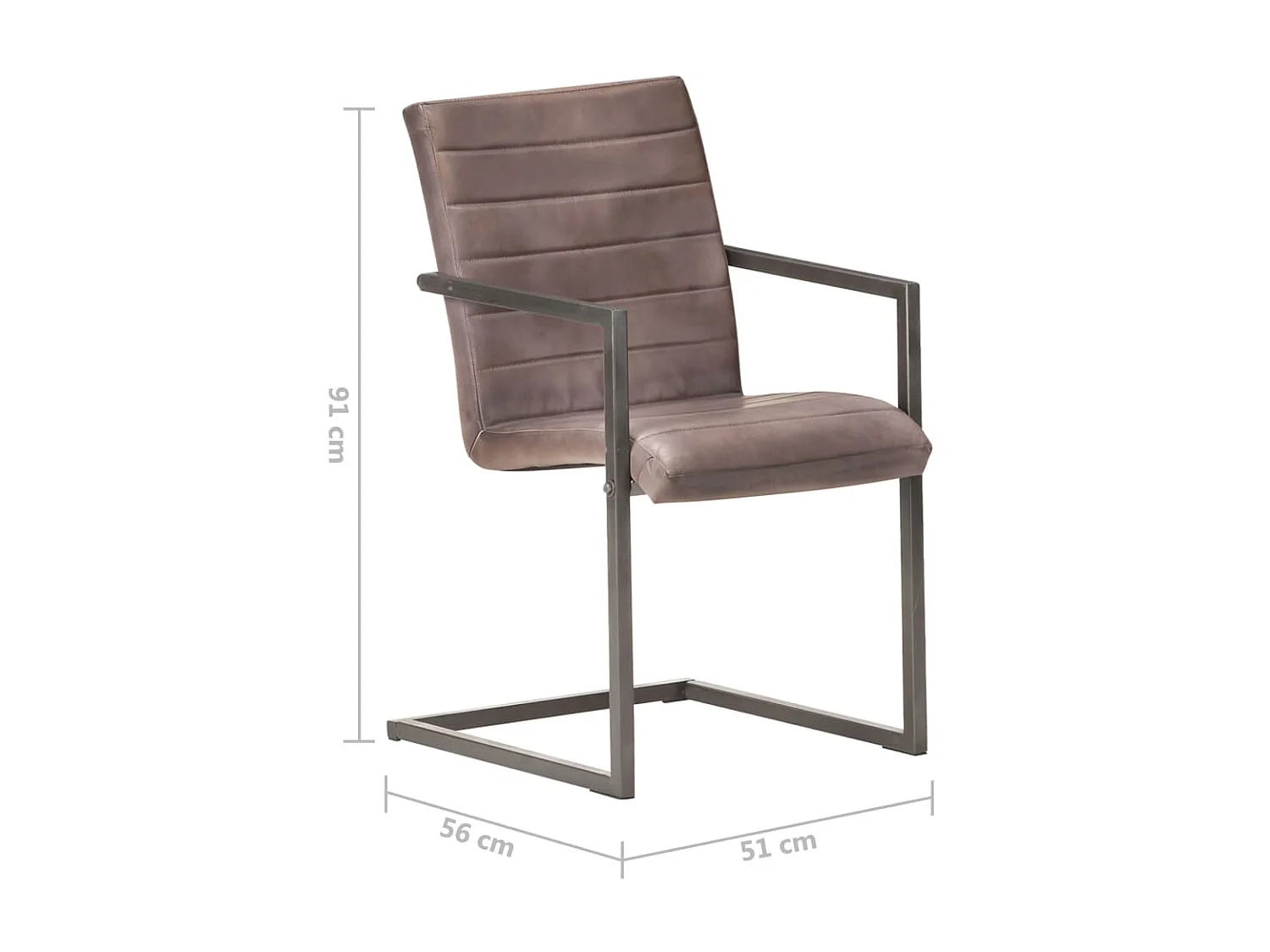Chaises de salle à manger cantilever 6pcs Marron Cuir véritable 2