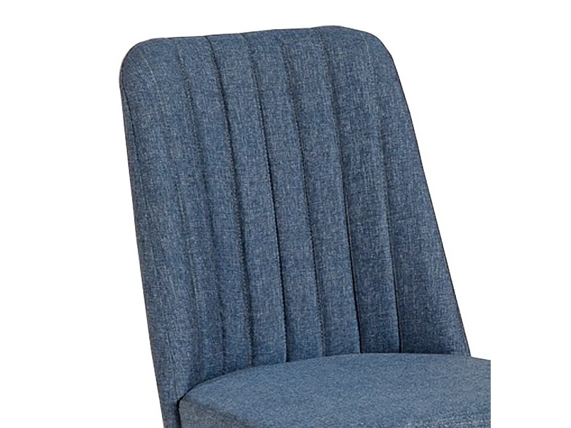 Chaise de salle à manger tissu bleu et bois naturel Akira