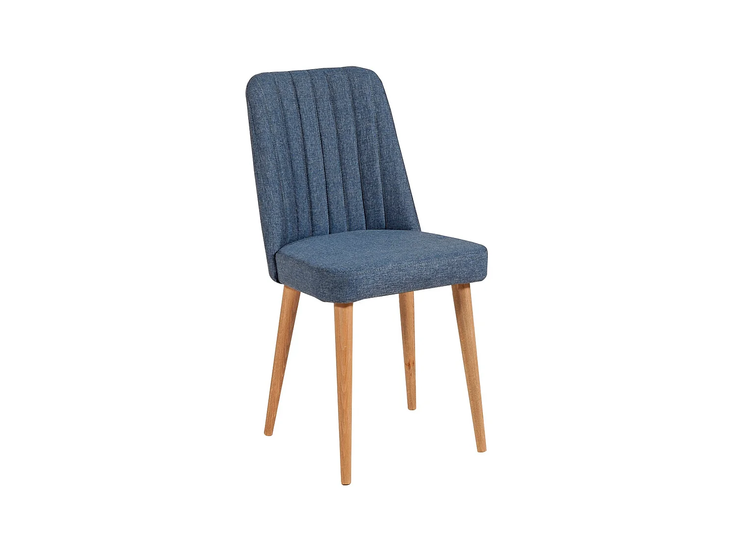 Chaise de salle à manger tissu bleu et bois naturel Akira