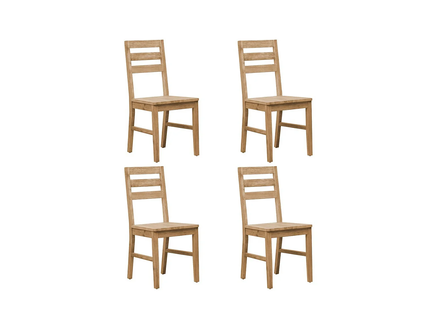 Chaise de cuisine bois massif naturel Koffia - Lot de 4