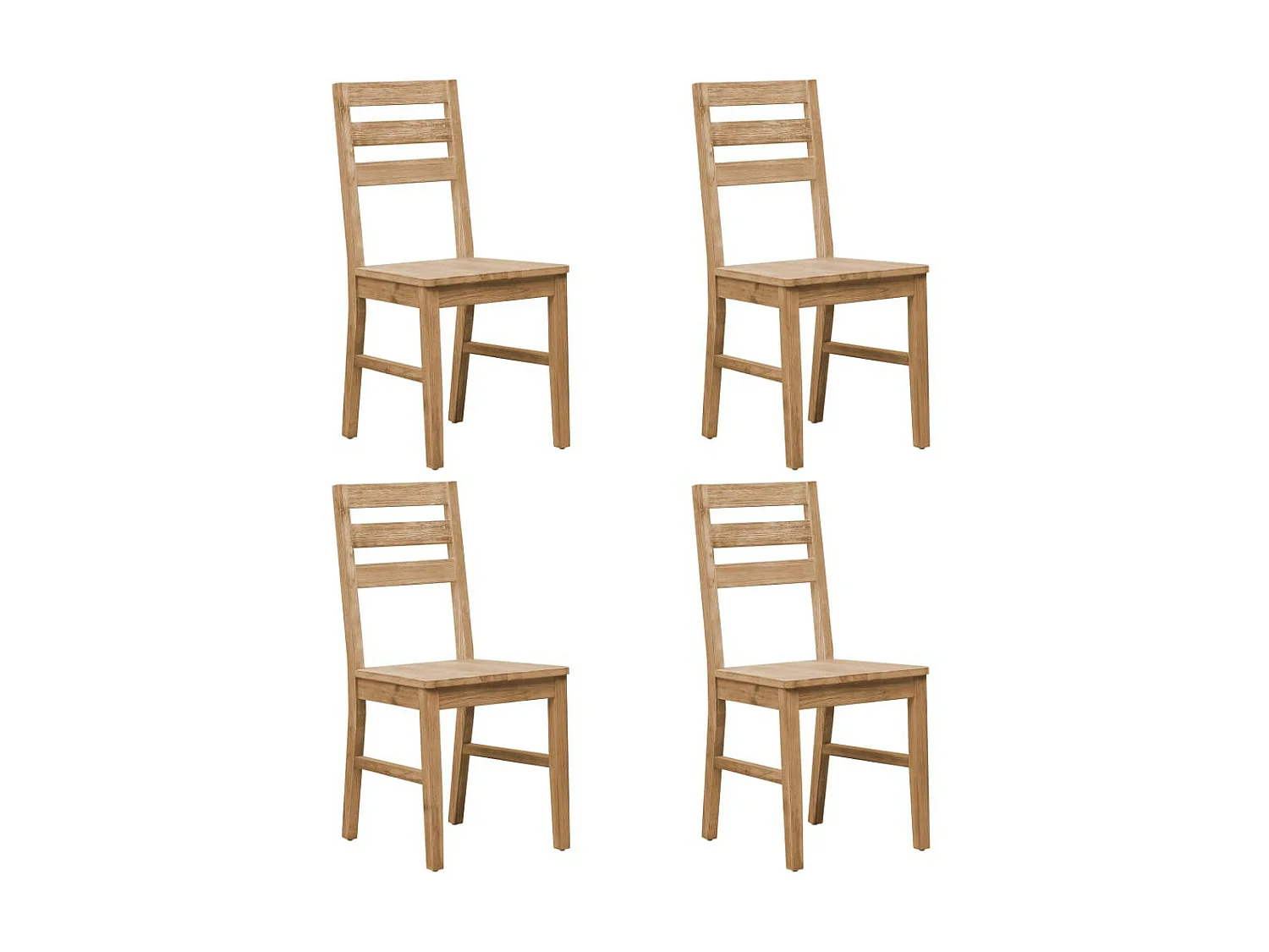 Chaise de cuisine bois massif naturel Koffia - Lot de 4