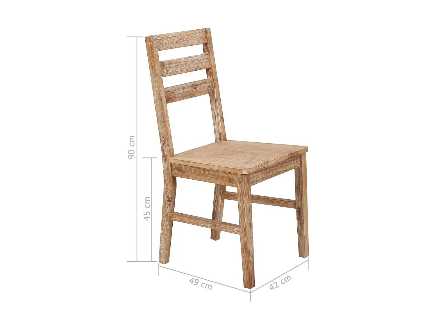 Chaise de cuisine bois massif naturel Koffia - Lot de 4