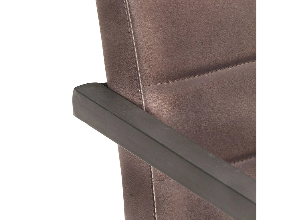 Chaises de salle à manger cantilever 2pcs Marron Cuir véritable 5