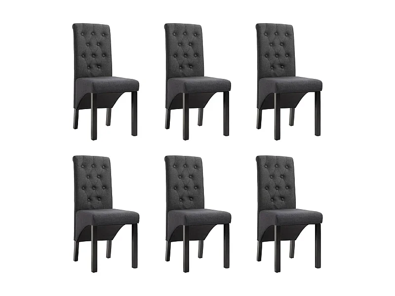 Chaise de salle à manger 6 pcs Gris foncé Tissu