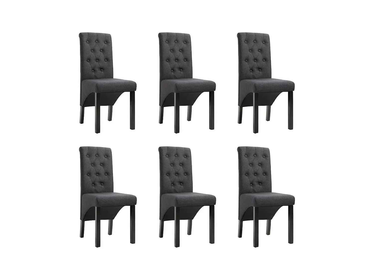 Chaise de salle à manger 6 pcs Gris foncé Tissu