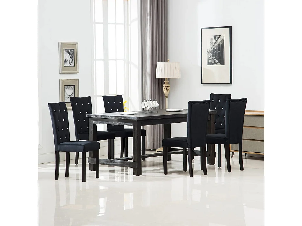 Chaises de salle à manger 6 pcs Noir Velours 6