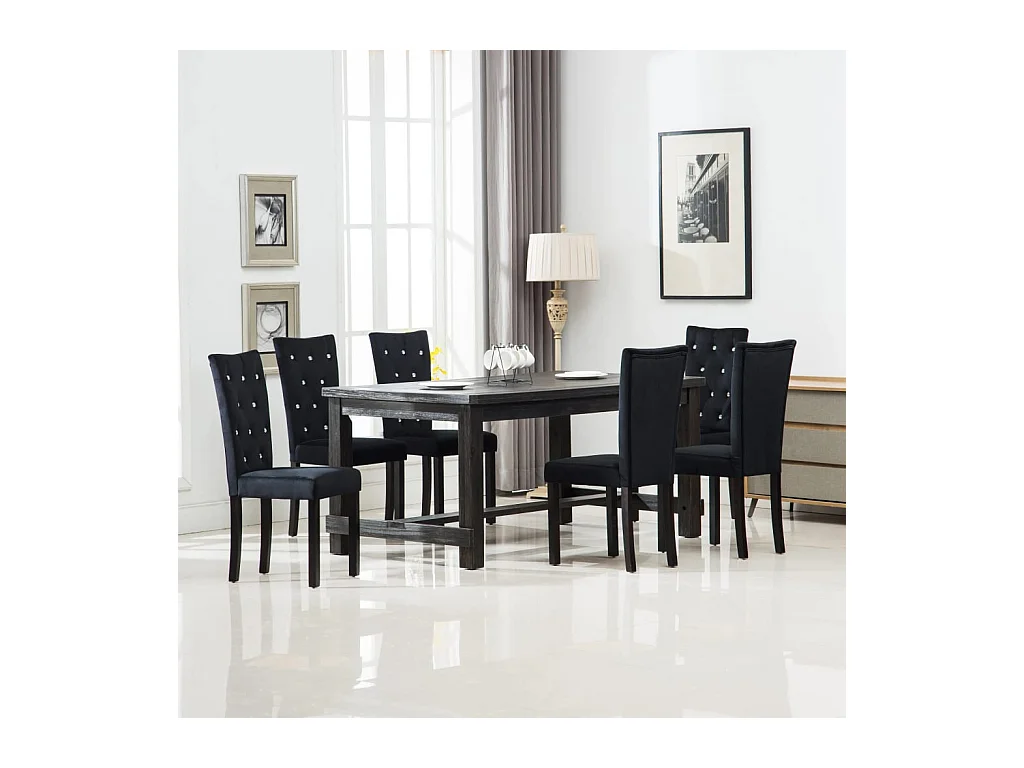 Chaises de salle à manger 6 pcs Noir Velours 6