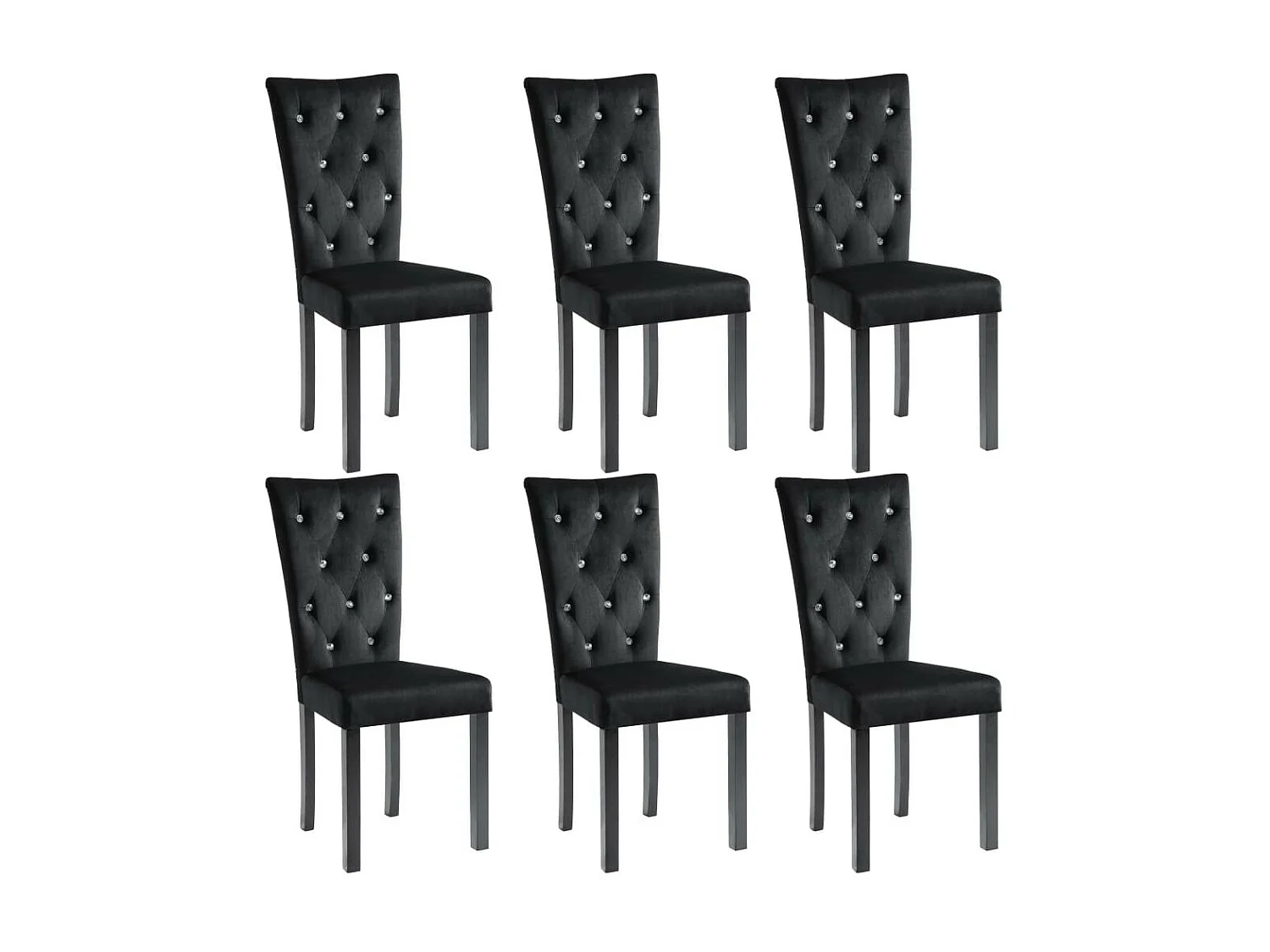 Chaises de salle à manger 6 pcs Noir Velours 6