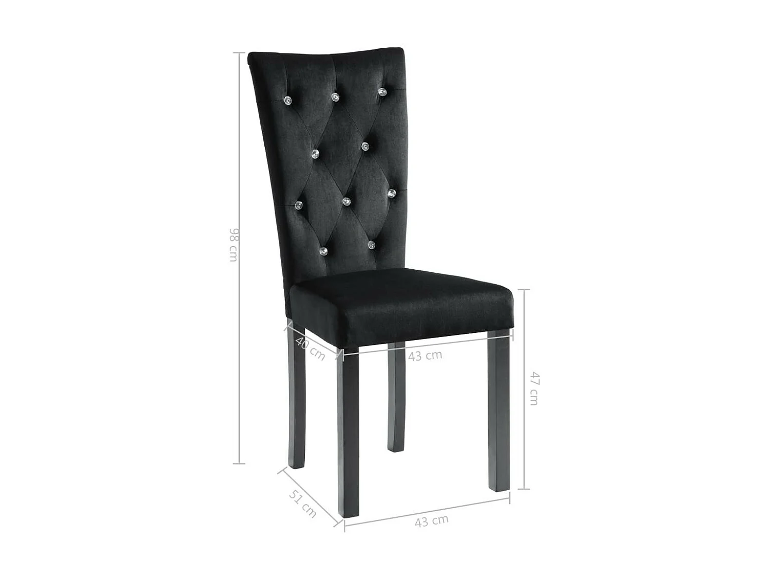 Chaises de salle à manger 6 pcs Noir Velours 6