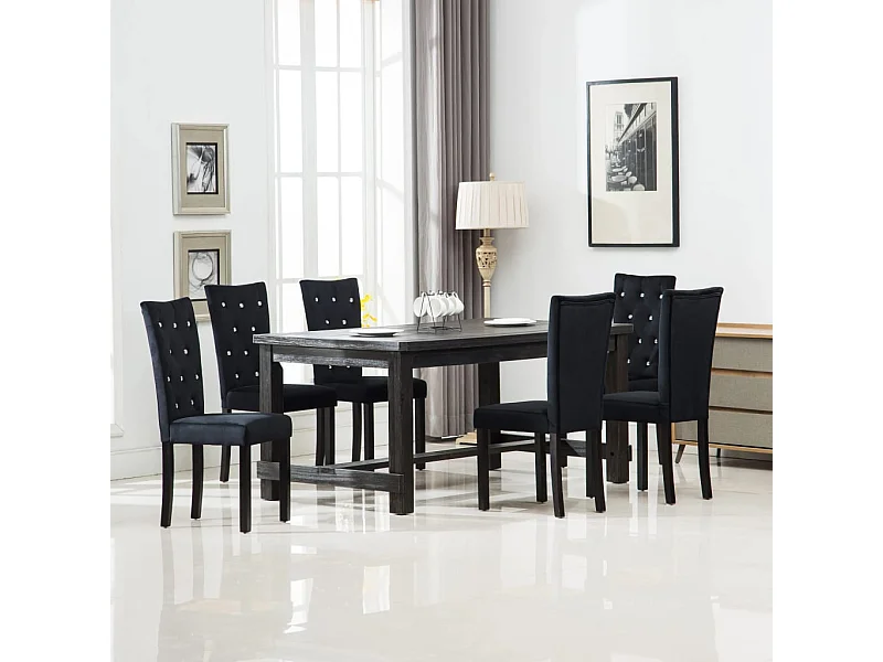 Chaises de salle à manger 6 pcs Noir Velours 6