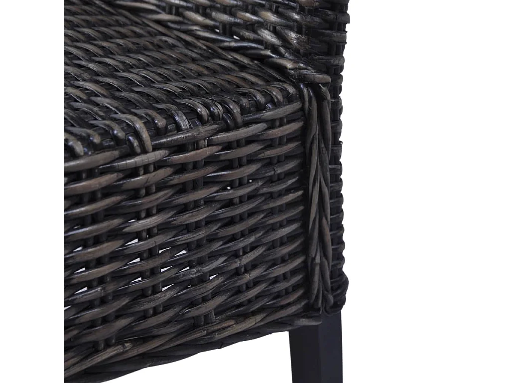 Chaises à dîner 6 pcs Noir Rotin Kubu et bois de manguier