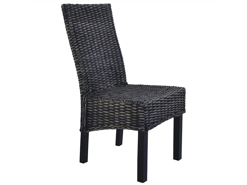 Chaises à dîner 6 pcs Noir Rotin Kubu et bois de manguier