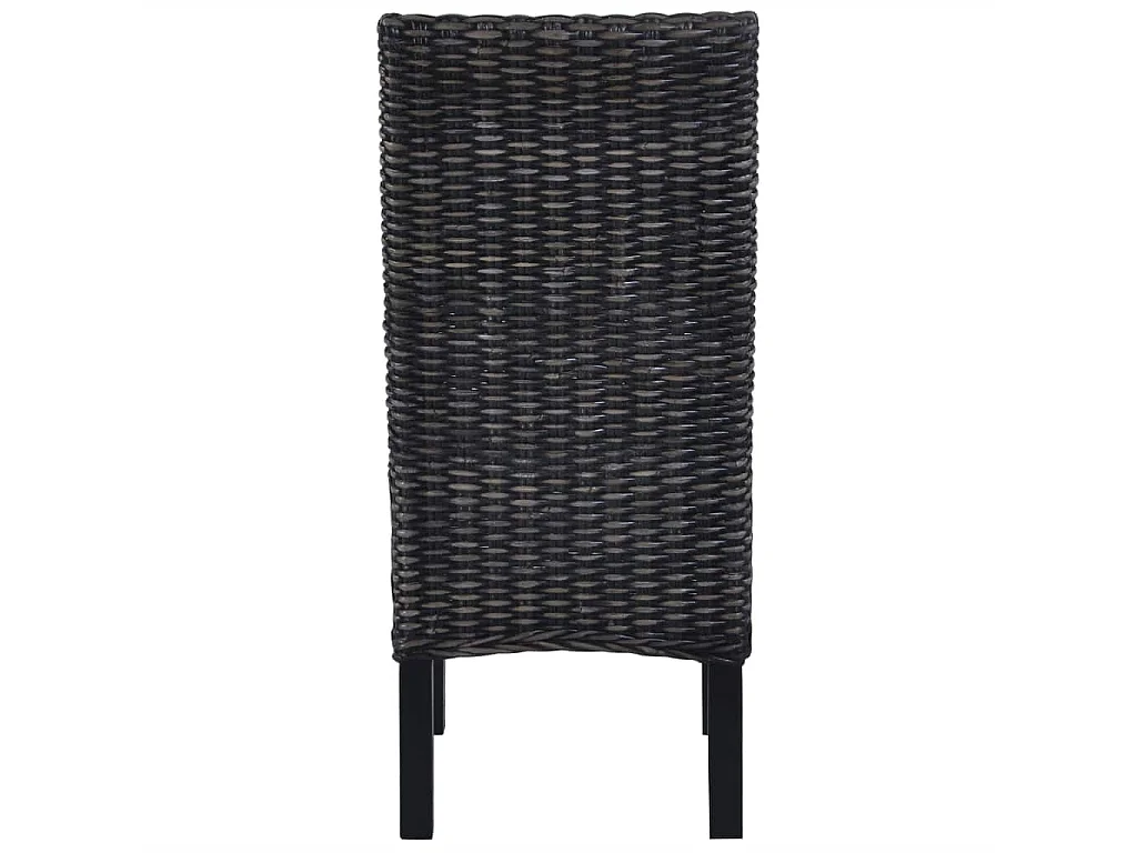 Chaises à dîner 6 pcs Noir Rotin Kubu et bois de manguier