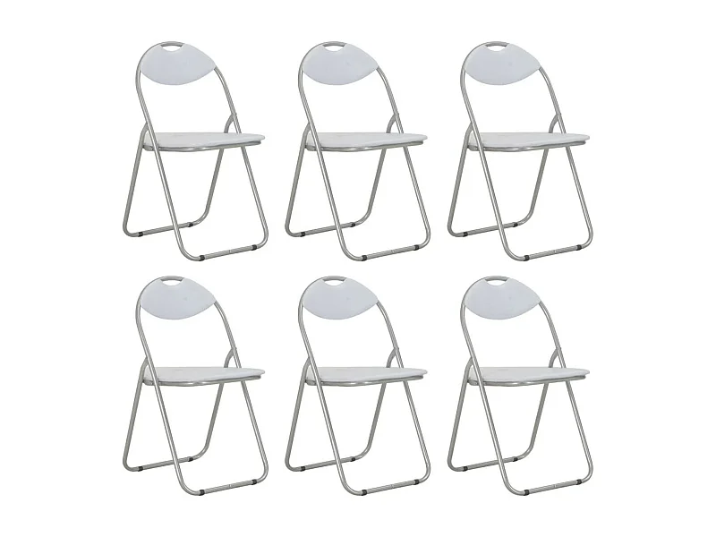 Chaises pliantes de salle à manger 6 pcs Blanc Similicuir
