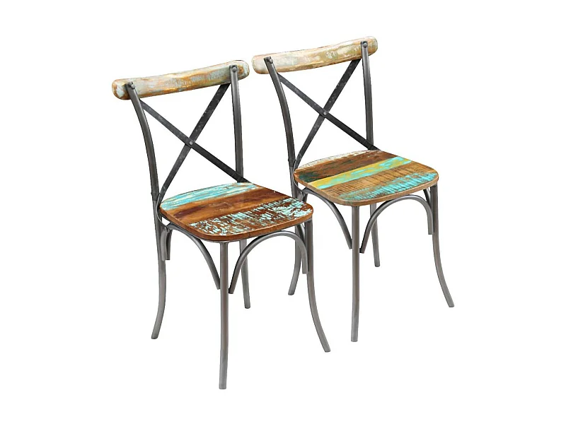 Chaises de salle à manger 2 pcs Bois de récupération solide
