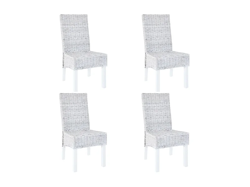 Chaises à dîner 4 pcs Gris Rotin Kubu et bois de manguier
