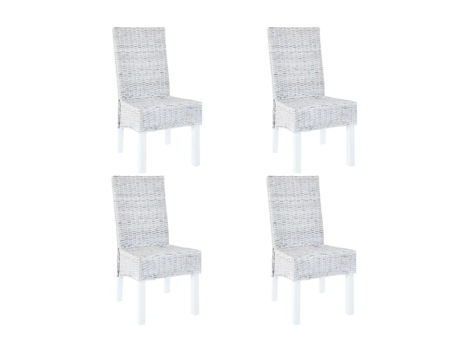 Chaises à dîner 4 pcs Gris Rotin Kubu et bois de manguier