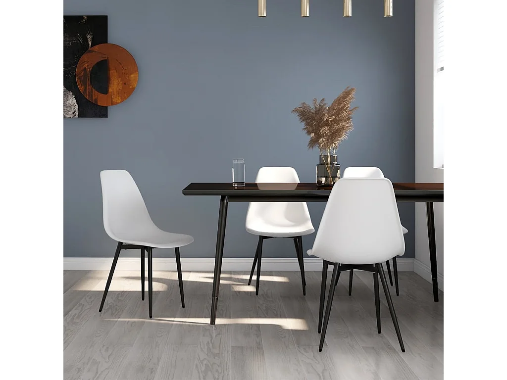 Chaises de salle à manger 4 pcs Blanc PP 2