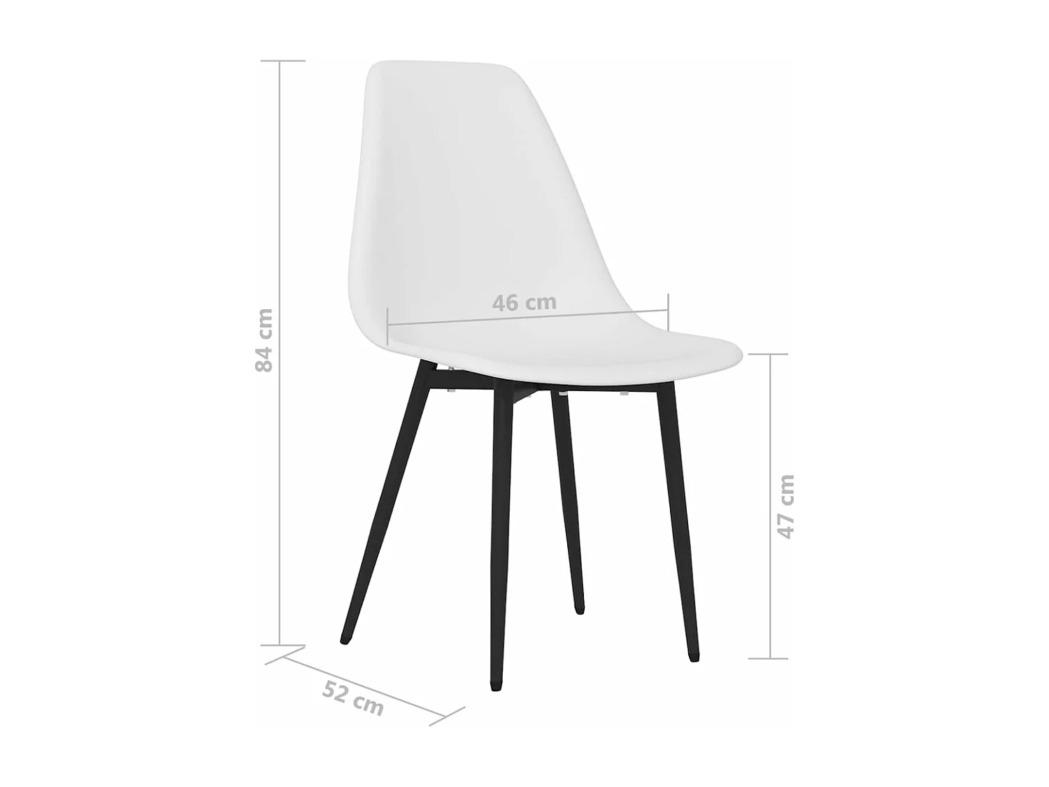 Chaises de salle à manger 4 pcs Blanc PP 2