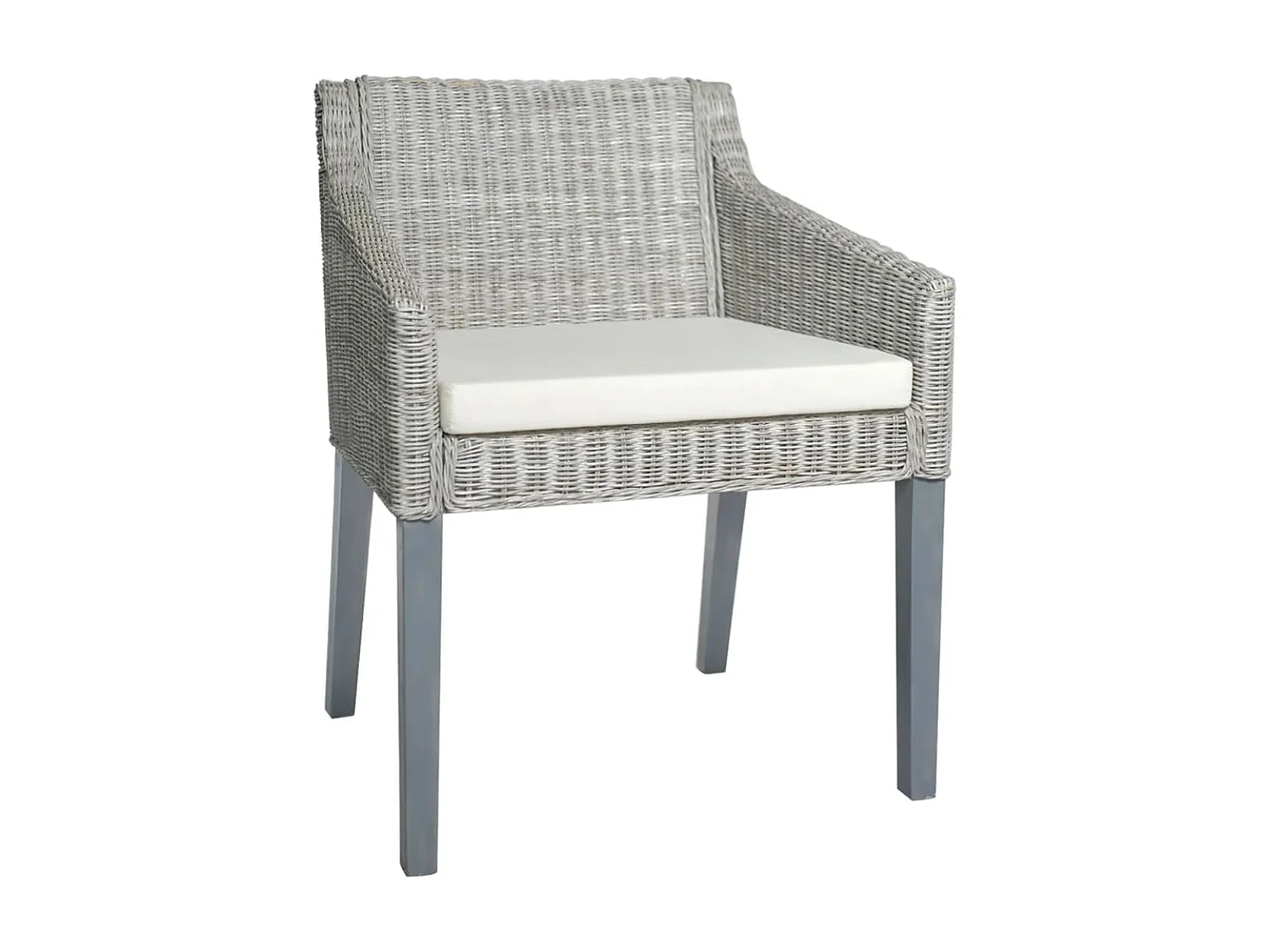Chaise de salle à manger avec coussin Gris Rotin naturel 2