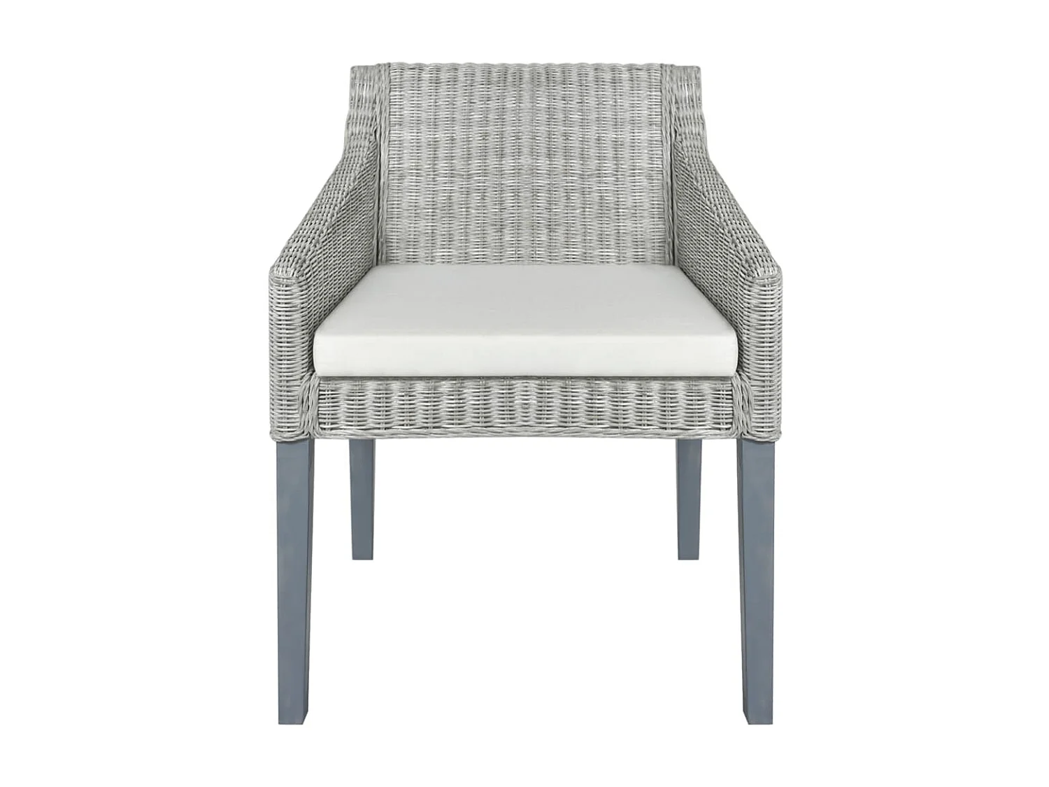 Chaise de salle à manger avec coussin Gris Rotin naturel 2