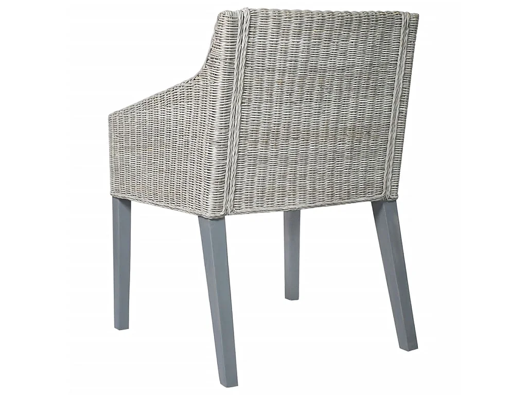 Chaise de salle à manger avec coussin Gris Rotin naturel 2
