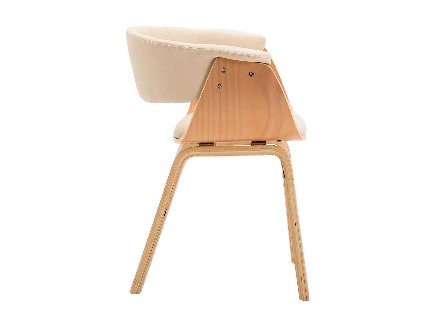 Chaises de salle à manger 2 pcs Crème Bois courbé et similicuir