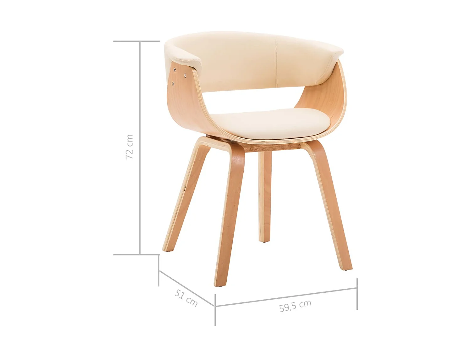 Chaises de salle à manger 2 pcs Crème Bois courbé et similicuir