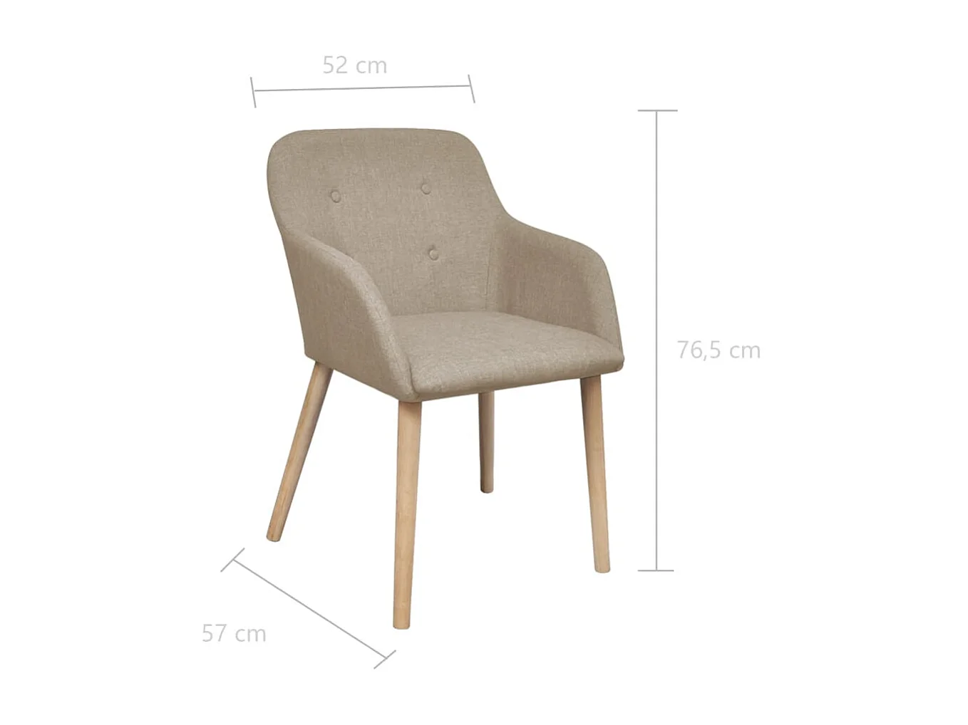 Eetkamerstoelen 6 st stof en massief eikenhout beige