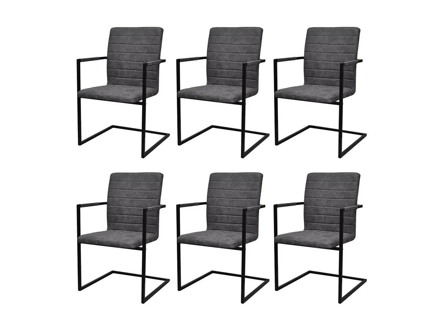 Chaises de salle à manger cantilever 6 pcs Gris Similicuir 2