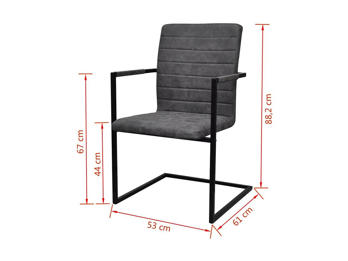 Chaises de salle à manger cantilever 6 pcs Gris Similicuir 2