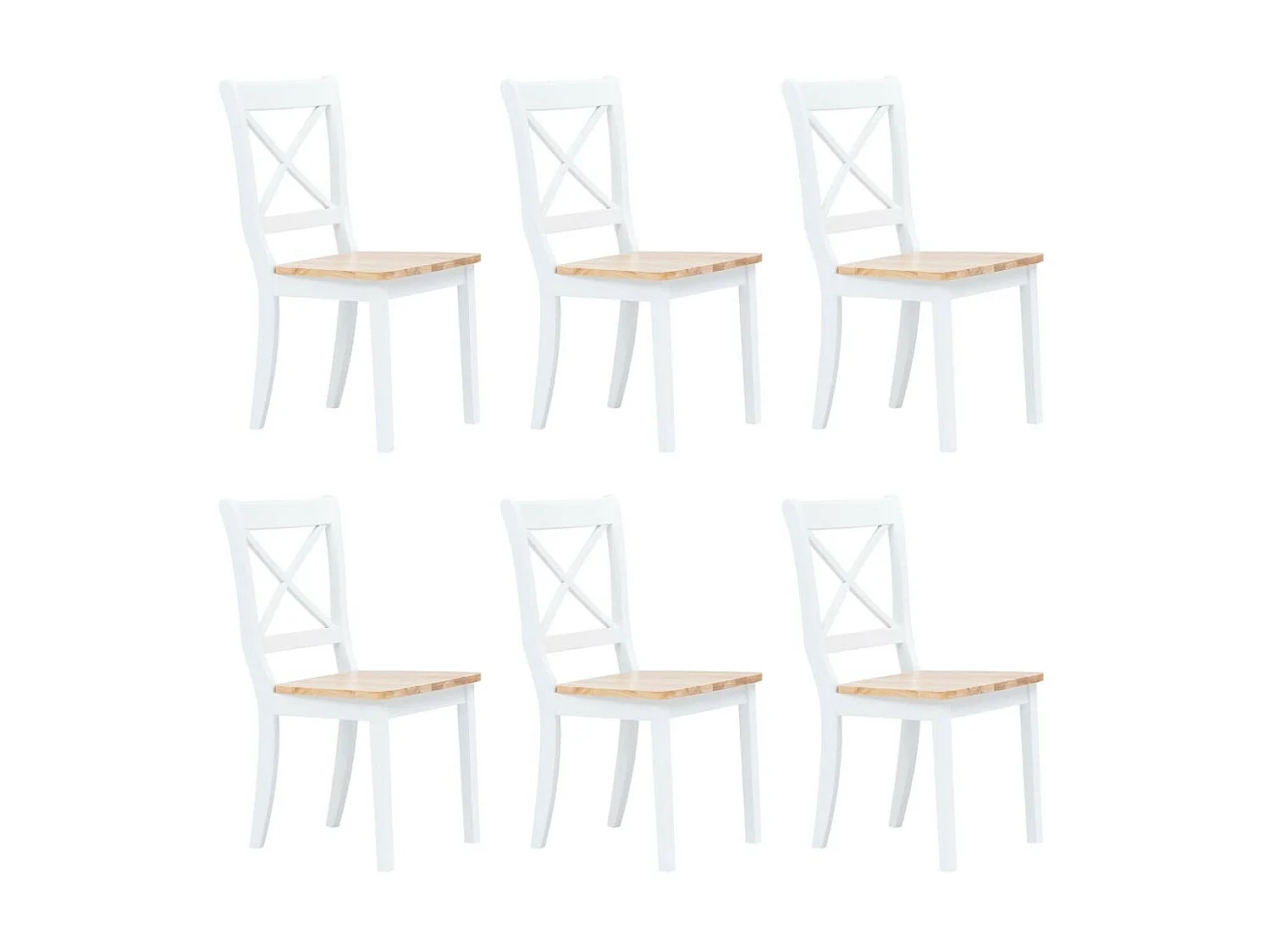 Chaise bois massif blanc et naturel Aero - Lot de 6
