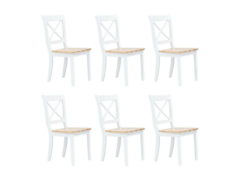 Chaise bois massif blanc et naturel Aero - Lot de 6