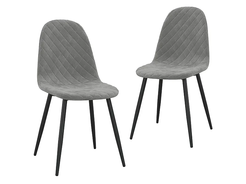 Chaise pieds métal noir et assise velours gris clair Skyla - Lot de 2
